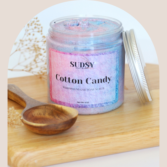 Cotton candy whipped sugar scrub